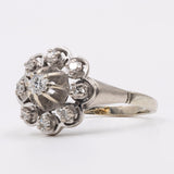 Anello vintage in oro bianco 18k con diamanti (0,28). Anni '60