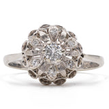Anello vintage in oro bianco 18k con diamanti (0,20ctw), anni '60
