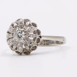 Anello vintage in oro bianco 18k con diamanti (0,20ctw), anni '60