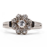 Anello vintage in oro bianco 14k e diamanti (0,26ctw), anni '60