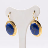 Orecchini in oro giallo 18k con lapislazzuli, anni '70