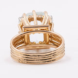 Anello vintage in oro giallo 18K con acquamarina (3ct ca.) e diamanti (0.24ctw ca.), anni '70