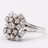 Anello vintage in oro bianco 14K con diamanti (0.70ctw ca.), anni '70
