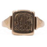 Anello vintage a sigillo in oro giallo 9k, 1930