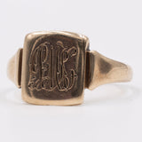 Anello vintage a sigillo in oro giallo 9k, 1930