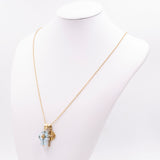 Collana vintage con simboli religiosi in oro giallo 18k e paste di vetro