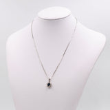 Collana vintage in oro bianco 8k e 14k con zaffiro e diamanti, anni '70