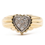 Anello vintage a cuore in oro giallo 18k con diamanti (0,08ctw), anni '70