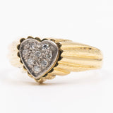 Anello vintage a cuore in oro giallo 18k con diamanti (0,08ctw), anni '70