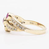 Anello vintage in oro giallo 14K con rubini (0.45ctw ca.) e diamanti (0.22ctw ca.), anni '70