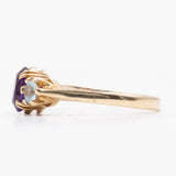 Anello vintage in oro giallo 9K con ametista e topazi azzurri