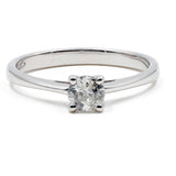 Anello solitario in oro bianco 18k con diamante taglio vecchio (0,41ct)