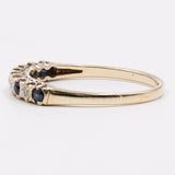Anello vintage in oro giallo 9k con zaffiri e diamanti