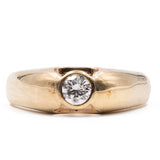 Anello vintage solitario in oro giallo 18k e diamante (0,55ct), anni '70