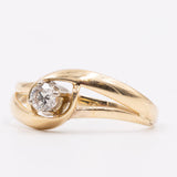 Anello vintage in oro giallo 14k con diamante (0,18ct), anni '70
