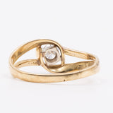 Anello vintage in oro giallo 14k con diamante (0,18ct), anni '70