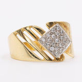 Anello vintage in oro giallo 18k con diamanti (0,21ctw), anni '80