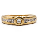 Anello vintage in oro giallo 18k con diamanti (0,13ctw), anni '80