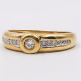 Anello vintage in oro giallo 18k con diamanti (0,13ctw), anni '80