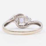 Anello vintage in oro bianco 9k con tanzaniti (0,50ctw) e diamanti (0,08ctw)
