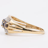 Anello in oro giallo 9k con ioliti e diamanti