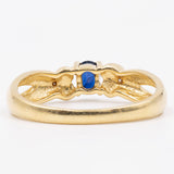 Anello vintage in oro giallo 18k con zaffiro e diamanti , anni '70