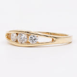 Anello trilogy vintage in oro giallo 14K con diamanti (0.30ctw ca.), anni '70