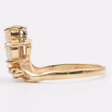 Anello vintage in oro giallo 14k con opali e diamanti, anni '70