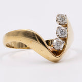 Anello vintage in oro giallo 18k con tre diamanti (0,24ctw), anni '70