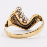 Anello vintage in oro giallo 18k con tre diamanti (0,24ctw), anni '70