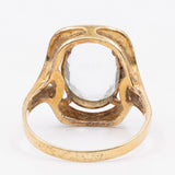 Anello vintage in oro giallo 14k con acquamarina (4ct) e diamanti, anni '70