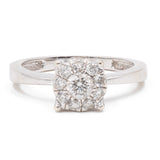 Anello vintage in oro bianco 9k con diamanti (0.43ctw)