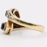 Anello vintage contrarier in oro giallo 18k con zaffiri (0,50ctw) e diamanti, anni '60