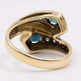Anello vintage contrarier in oro giallo 18k con zaffiri (0,50ctw) e diamanti, anni '60
