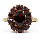Anello vintage in oro giallo 8k con granati, anni '70