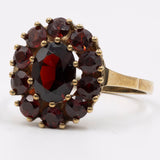 Anello vintage in oro giallo 8k con granati, anni '70