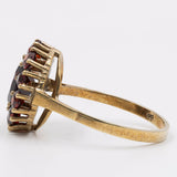 Anello vintage in oro giallo 8k con granati, anni '70