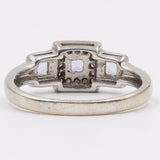 Anello vintage in oro bianco 9K con tanzaniti e diamanti