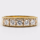Anello vintage a riviera in oro giallo 18k con diamanti (0,50ctw), anni '70