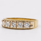 Anello vintage a riviera in oro giallo 18k con diamanti (0,50ctw), anni '70
