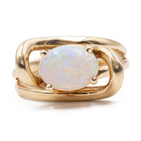 Anello vintage in oro giallo 14k con opale (1ct), anni '70