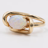 Anello vintage in oro giallo 14k con opale (1ct), anni '70