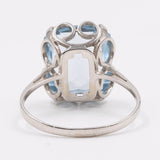 Anello vintage in oro bianco 18k con spinello azzurro sintetico