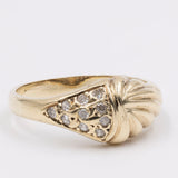 Anello vintage in oro giallo 12k con diamanti, anni '70