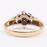 Anello vintage in oro 9k con zaffiri e diamanti