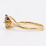 Anello vintage in oro giallo 18k con zaffiri, rubini e diamanti(0,10ct). Anni '70