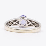 Anello vintage in oro bianco 9k con tanzanite (0,80ct) e diamanti (0,10ctw)