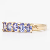 Anello vintage a veretta in oro giallo 9k con tanzaniti