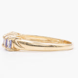 Anello vintage a veretta in oro giallo 9k con tanzaniti
