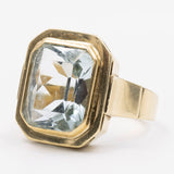 Anello vintage in oro 14k con acquamarina (5,3ct), anni '70